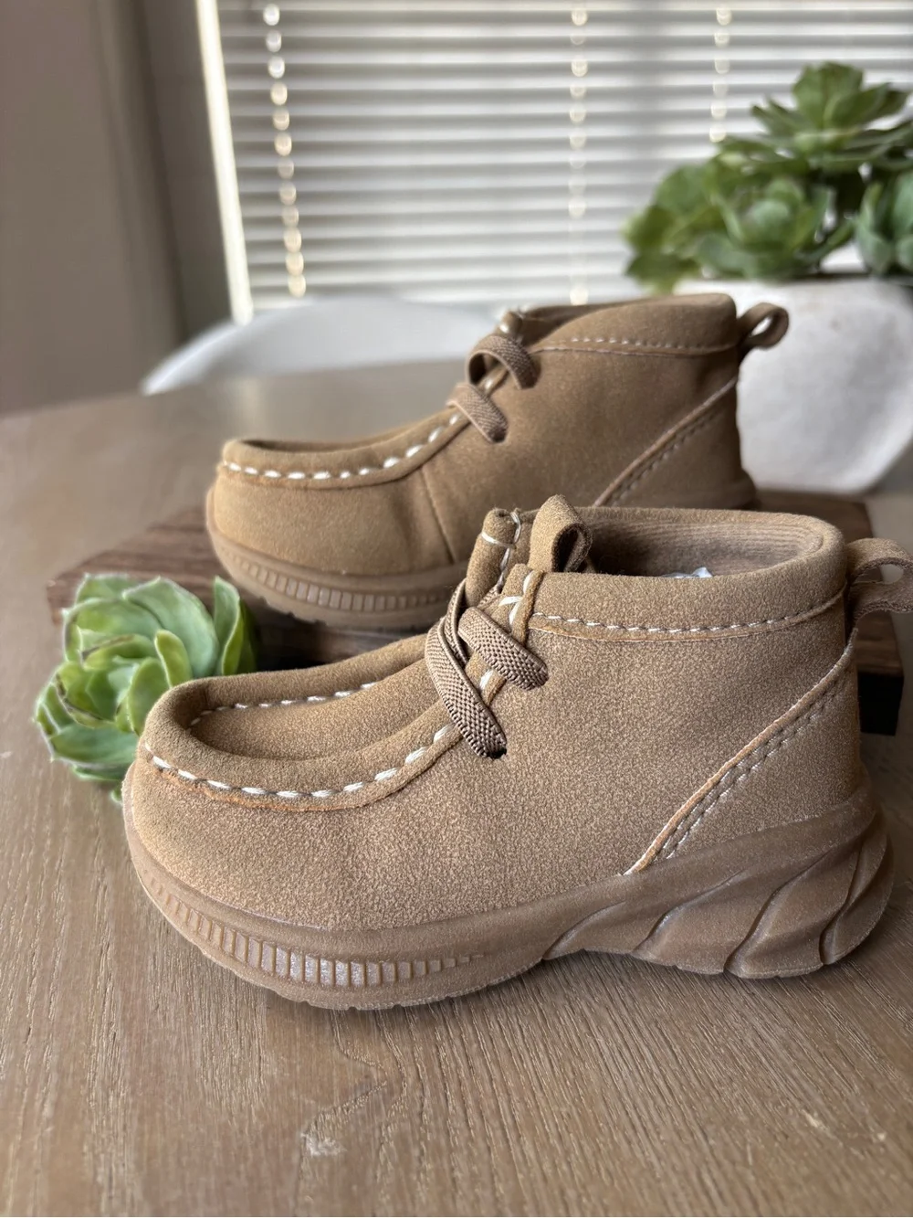 Carter's Tan Kids Moccasin-Style Lace Boots